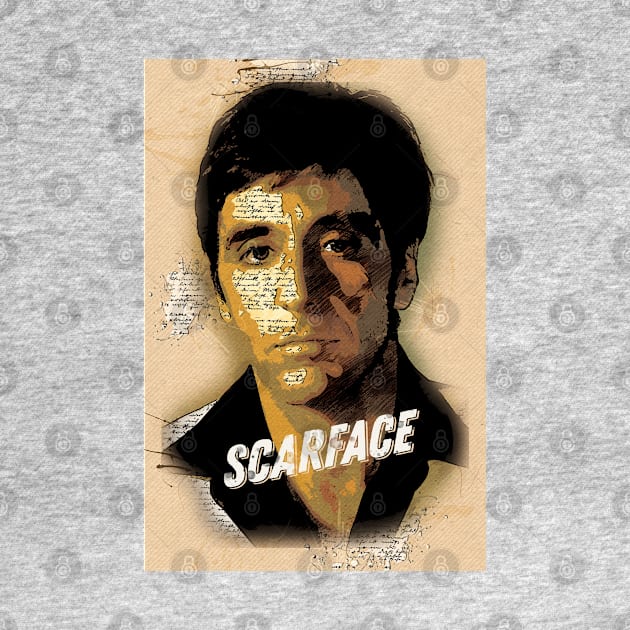 SCARFACE - Vintage Art Style Portrait by Naumovski